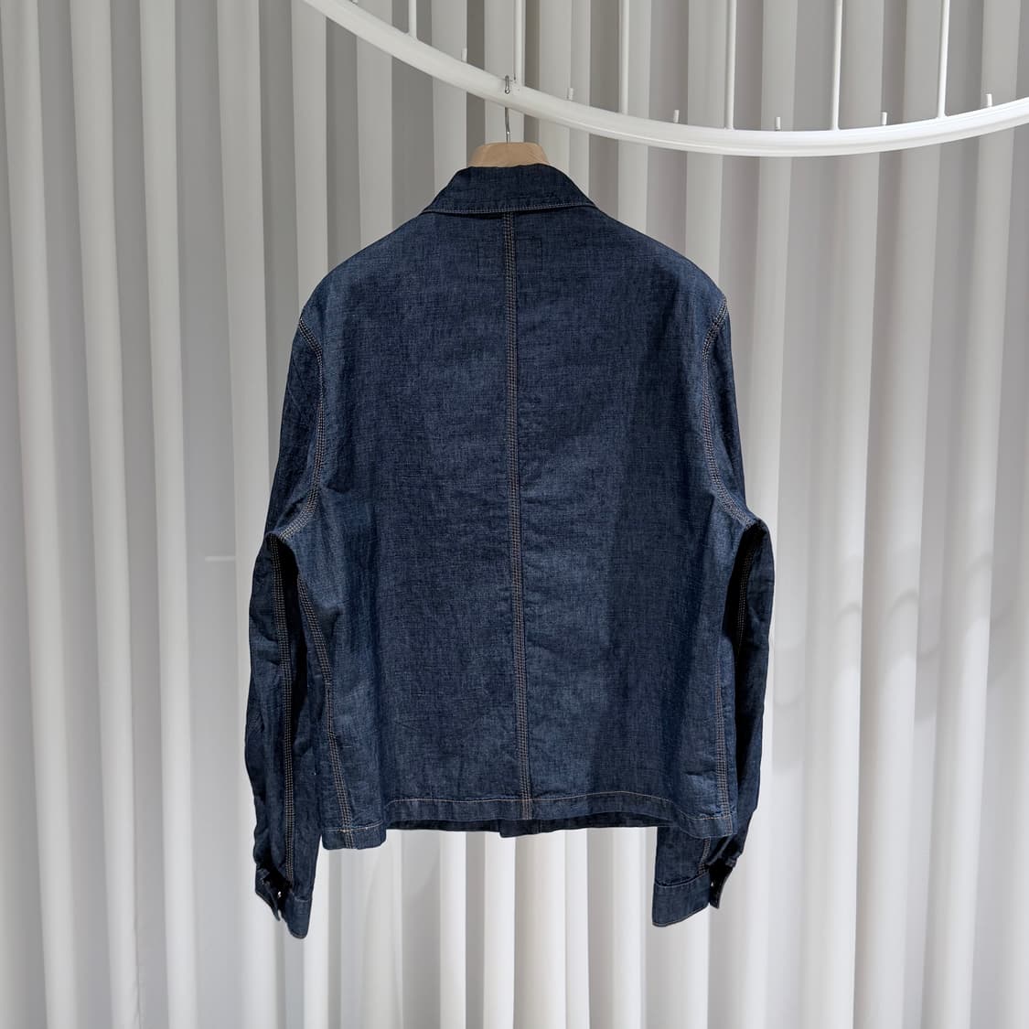 (A+/XL) / 프라다 삼각로고 샴브레이 블루종 봄버 데님 자켓 상품이미지6