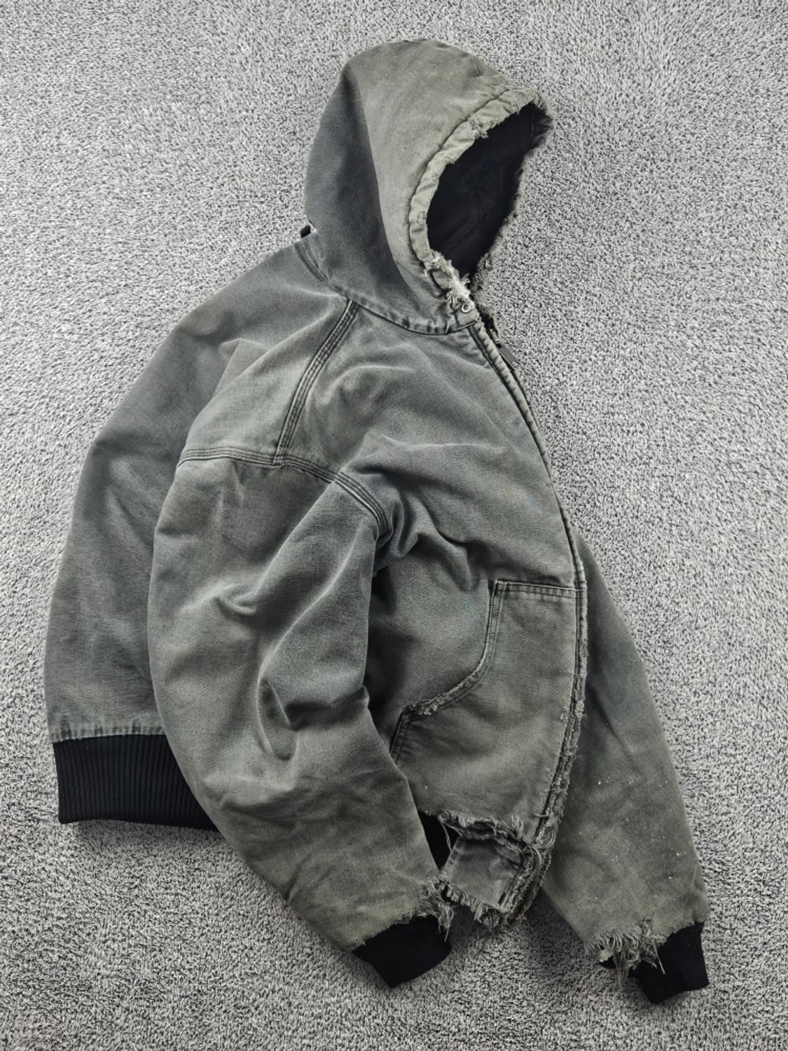 80~90's USA 칼하트 디스트레스드 워크 자켓(XL추정)/10786 상품이미지4