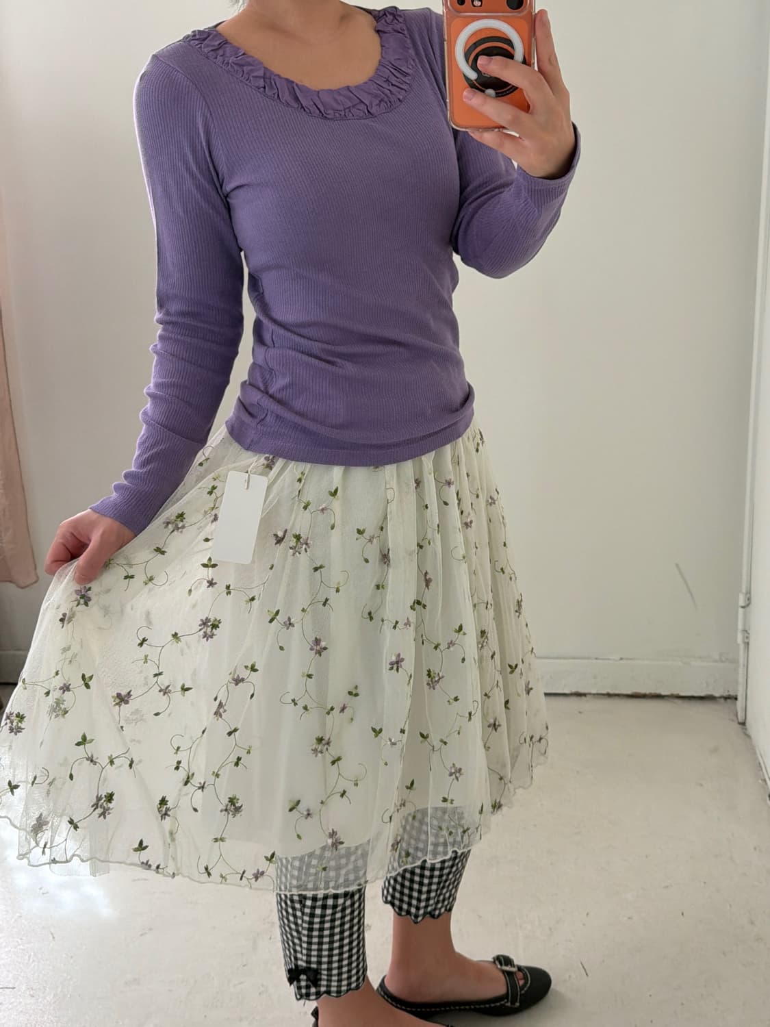 일본빈티지 라벤더 자수 샤스커트 상품이미지4