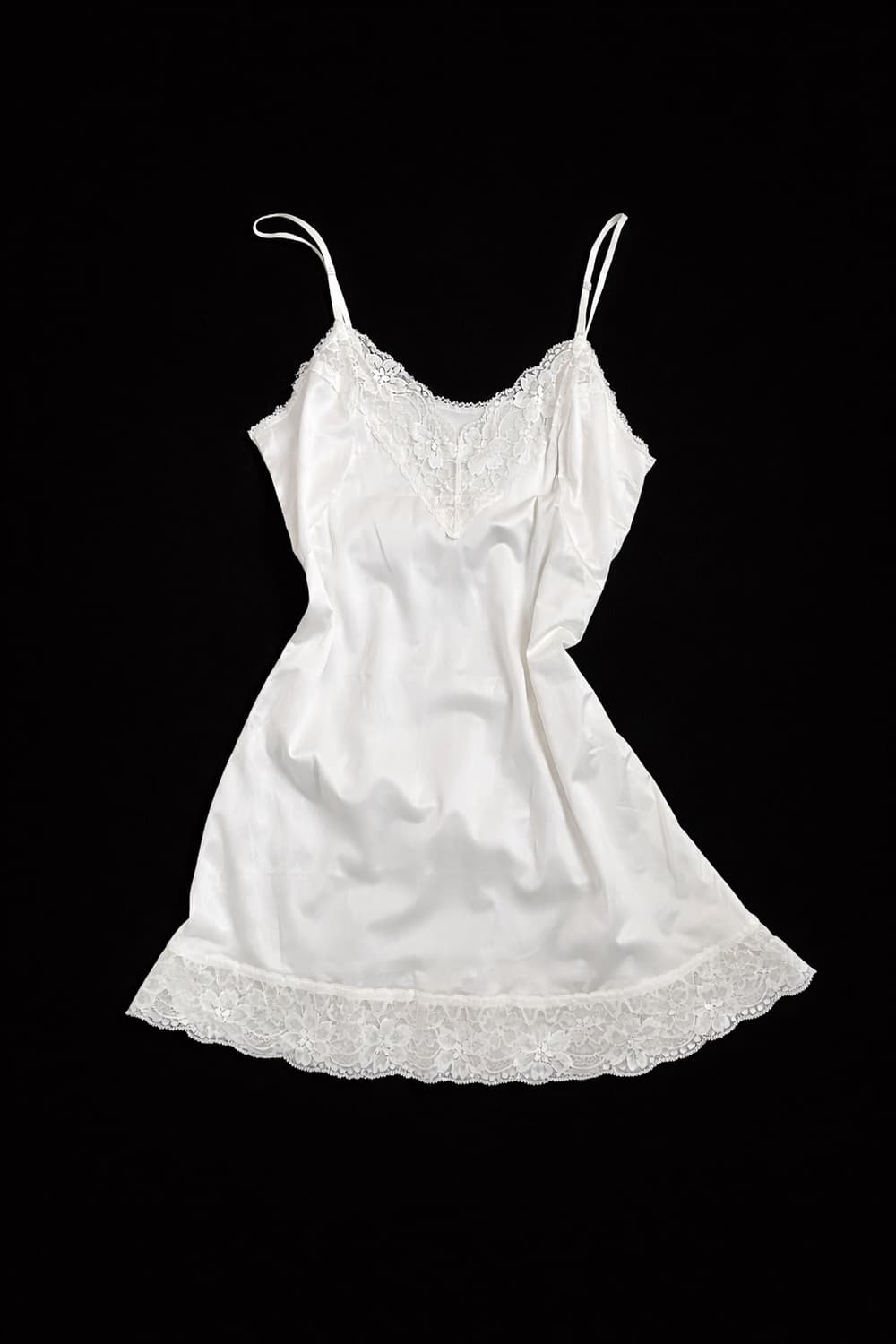 화이트 레이스 새틴 슬립 원피스 상품이미지1