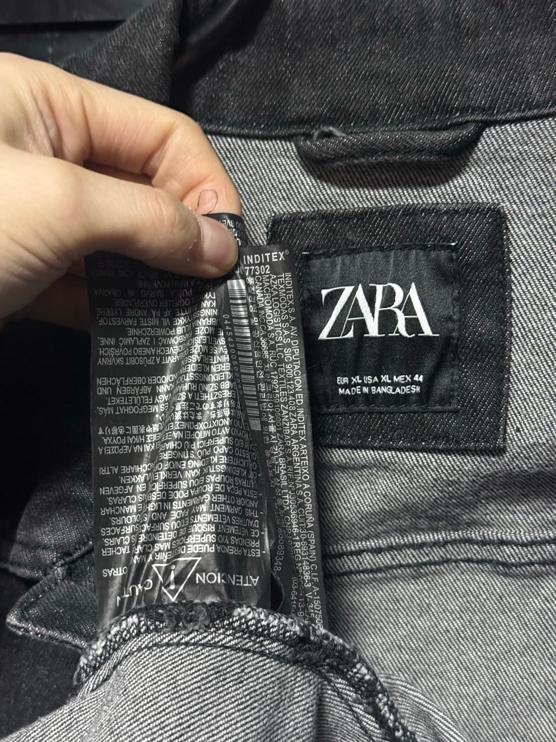 자라 흑청 블랙 워싱 데님 트러커 워크 자켓 XL 105 락시크 고스펑크 상품이미지6