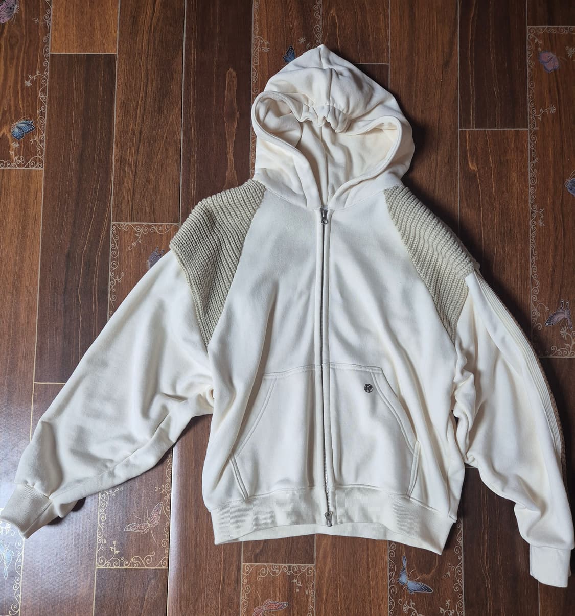 [1]RSSC 니트 믹스 후드집업 아이보리 상품이미지1