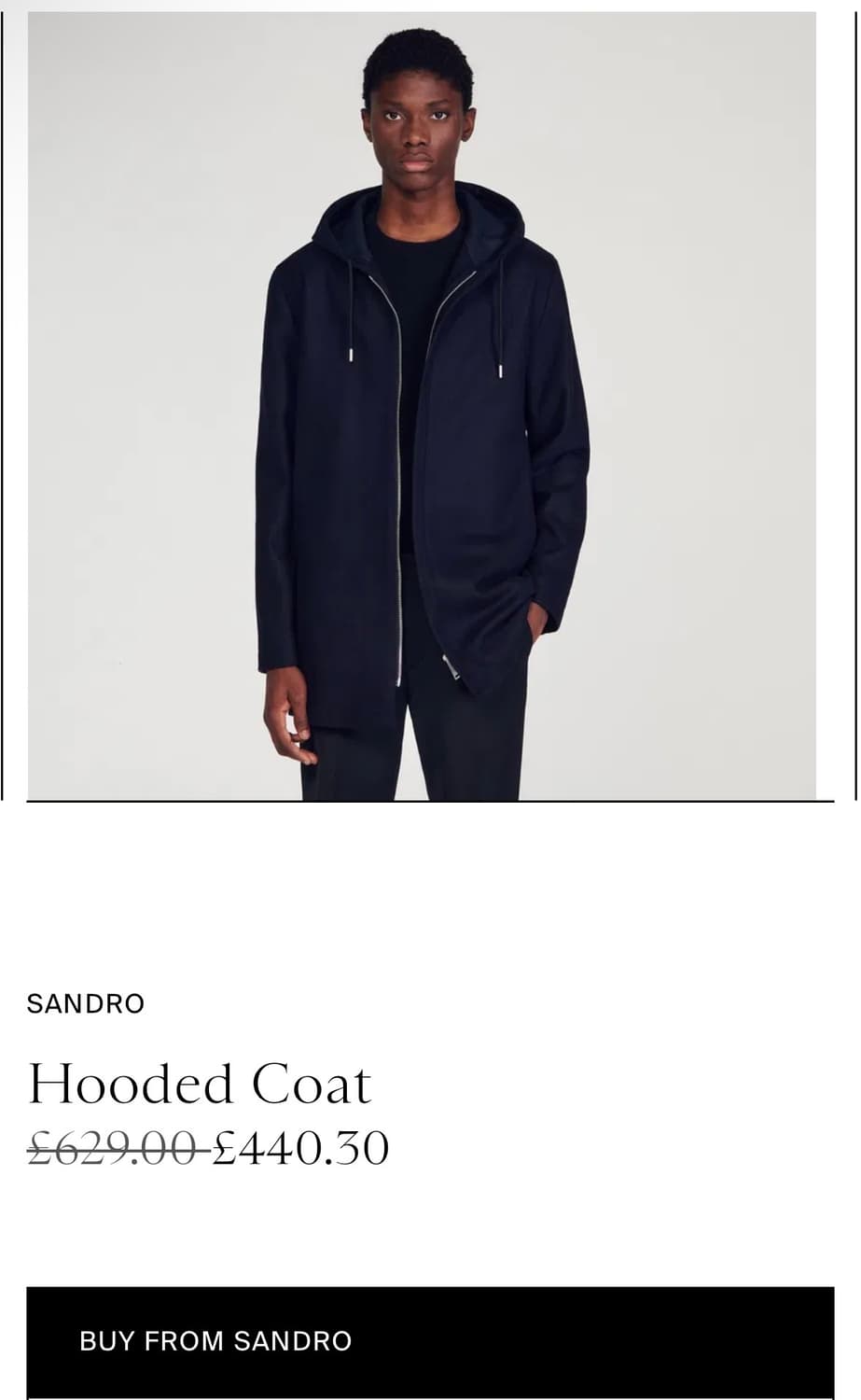 (구매가 60만원)Sandro 산드로 네이비 코트 L (캐시미어,울) 상품이미지1