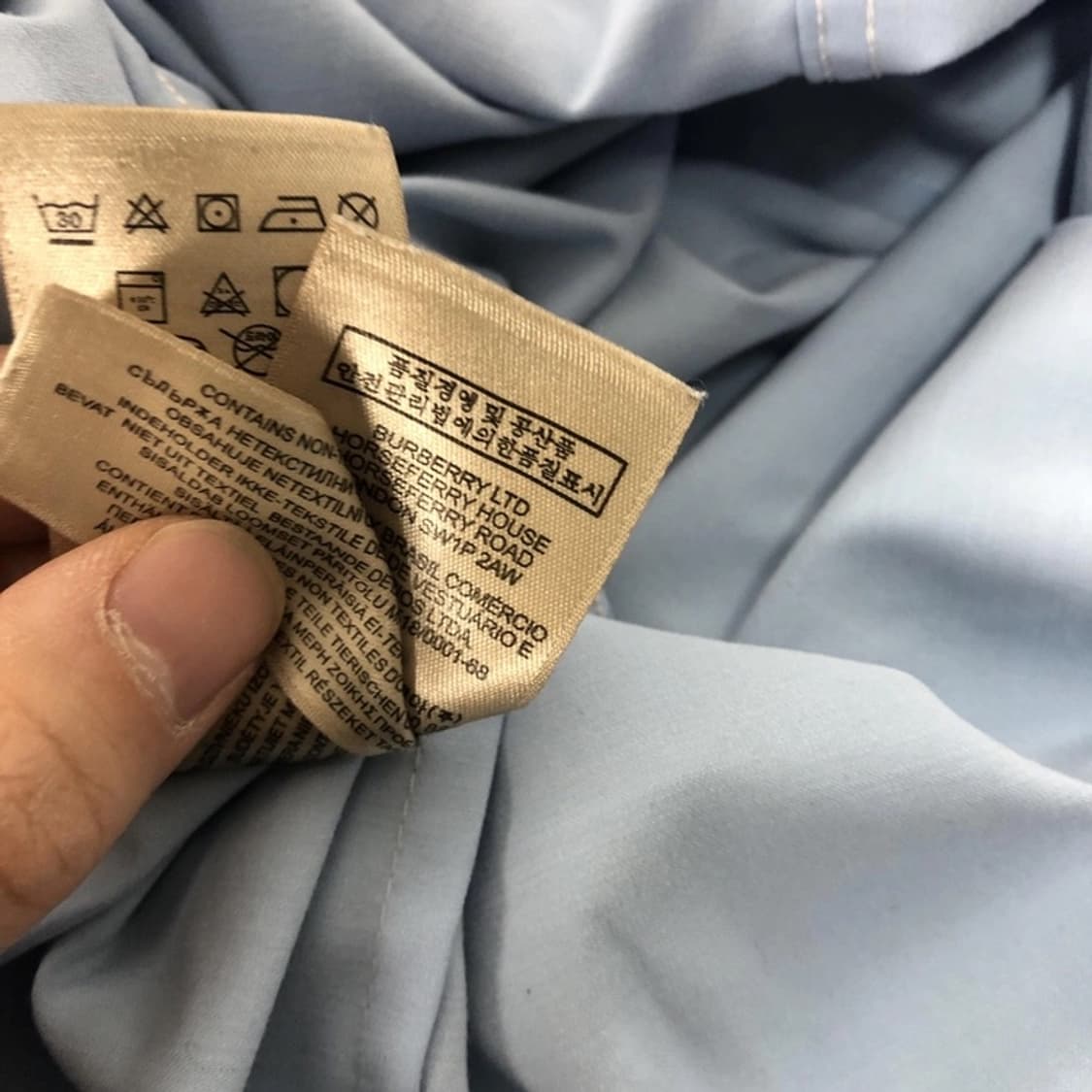 버버리 정품 히든체크 블루 셔츠 포플린 상품이미지5