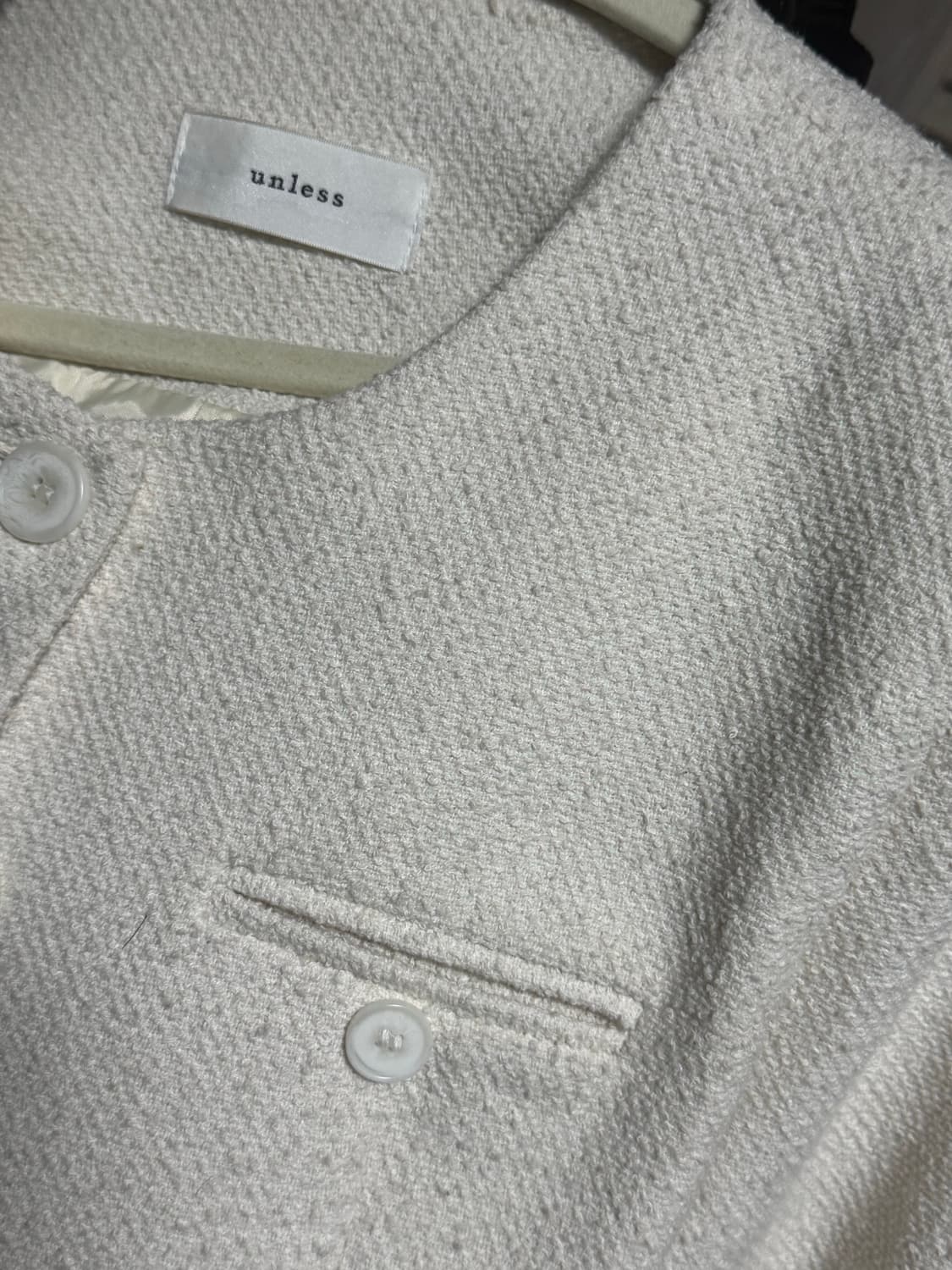 노카라 트위드 자켓 아이보리 상품이미지3