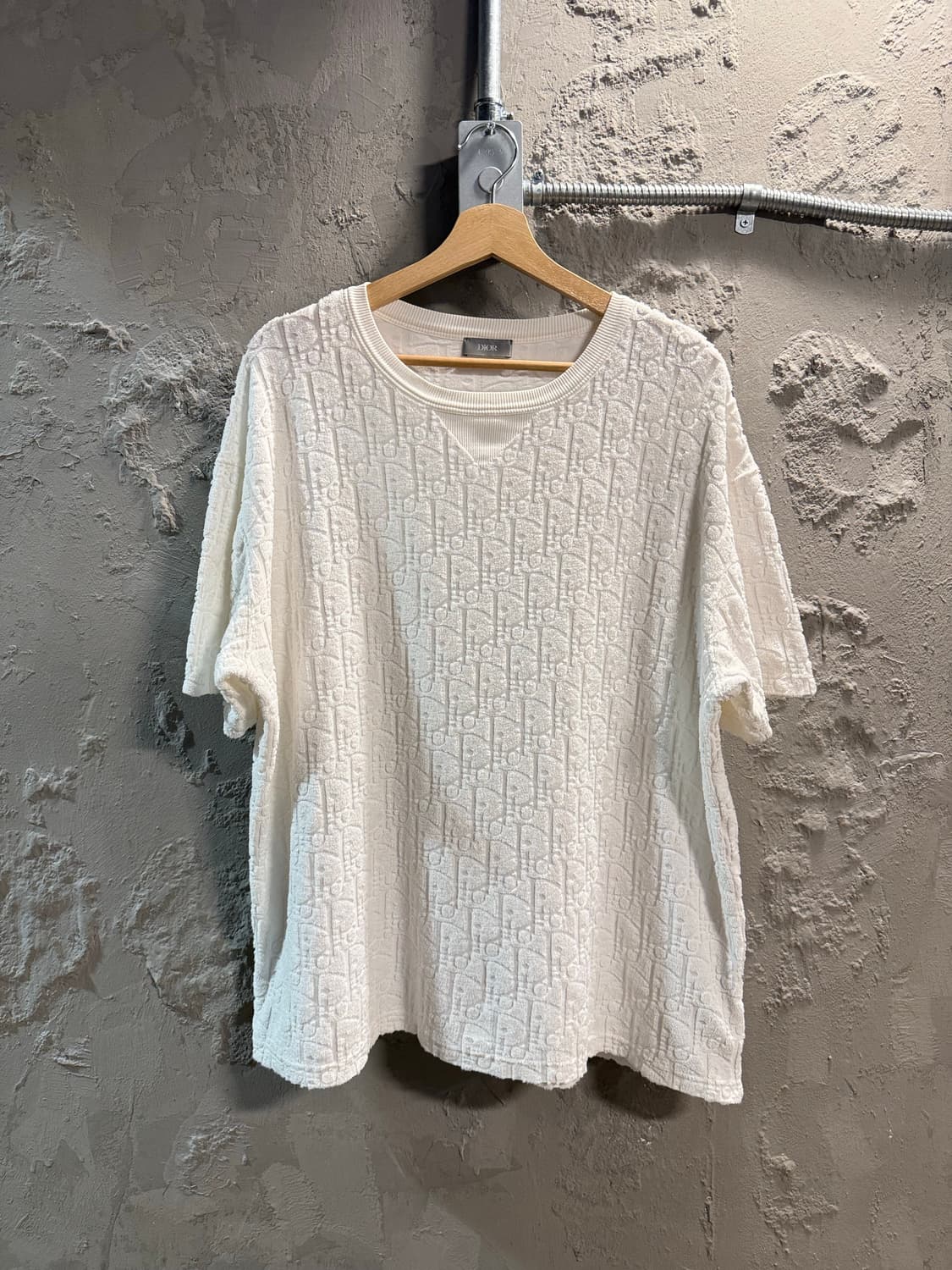 XL 디올DIOR 오블리크 테리 반팔 티셔츠 화이트 상품이미지1