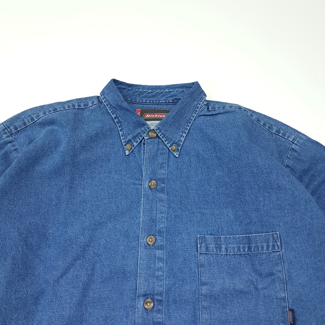 CL679 XL 디키즈 90s 코튼 버튼다운 중청 데님셔츠 남방 상품이미지2