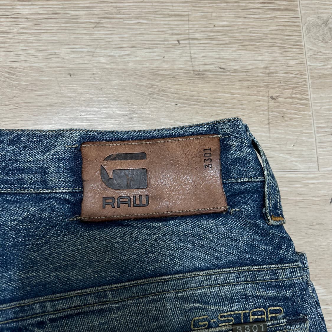 지스타로우 3301 워싱 스트레이트 데님진 청바지 [중청] 32 상품이미지5