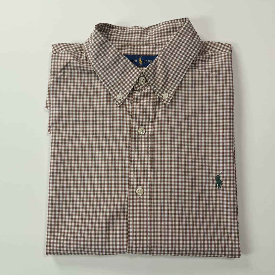 CK827 XL 폴로 브라운 마이크로 깅엄체크 반팔 셔츠 남방 상품이미지7