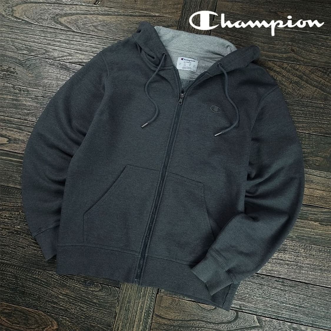 [챔피온] 로고 자수 후드 집업 챠콜 M19408 상품이미지1