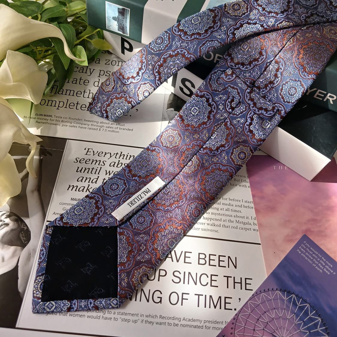 빨질레리 실크 블루 페이즐리 넥타이 8.6cm S~A+등급 E797 상품이미지3