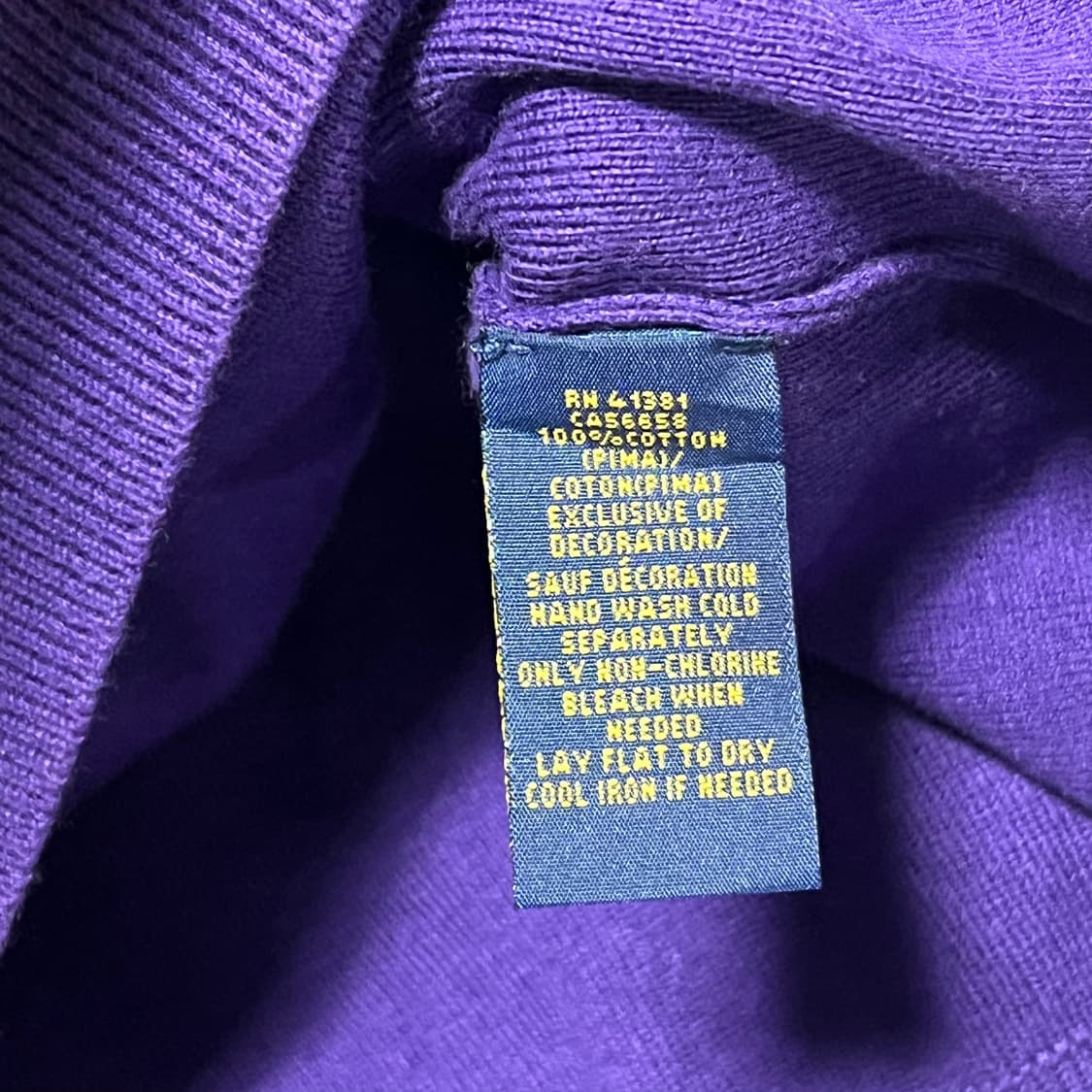 M 폴로랄프로렌 브이넥 코튼 퍼플 니트  상품이미지5