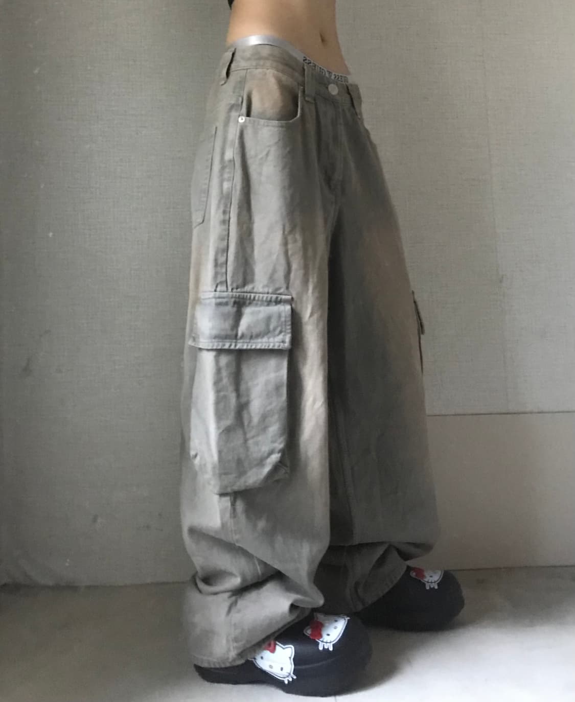 샌드워시드 와이드 카고팬츠 상품이미지5