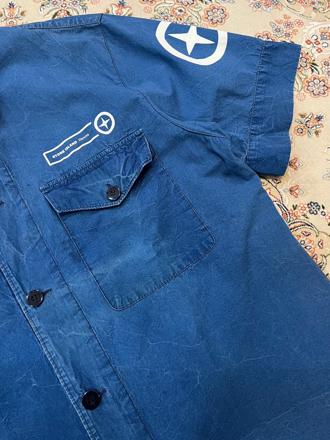스톤아일랜드 00s 데님 워시드 워크 셔츠 반팔 상품이미지4