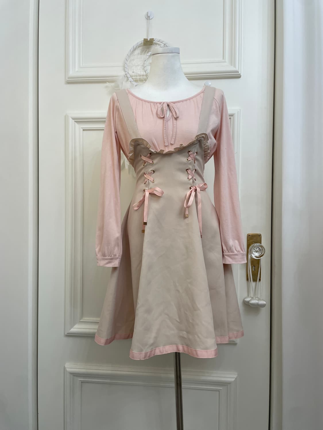 coral&beige autumn lovely lace-up set 상품이미지6