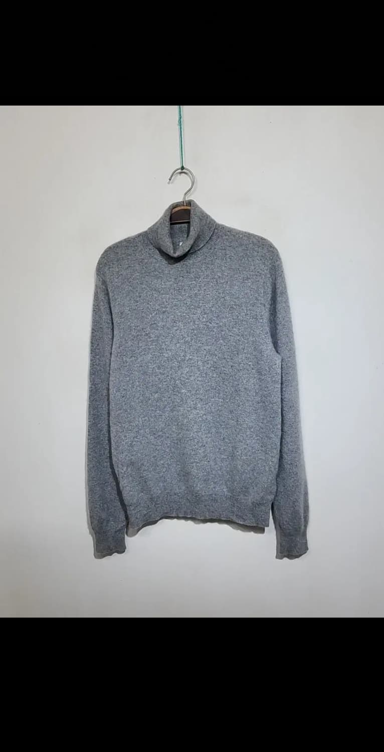 (L) 목폴라 캐시미어 니트 그레이 무지 터틀넥 스웨터  상품이미지1