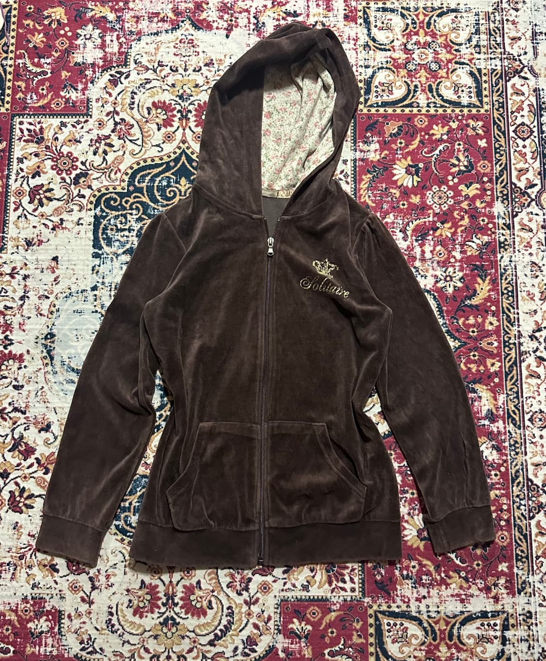 주씨꾸띄루st 벨벳 브라운 후드집업 상품이미지1