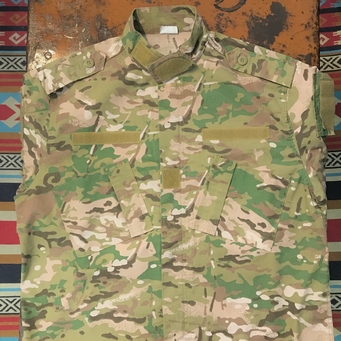 밀리터리 빈티지 카모플라쥬 투웨이 집업 립스탑 자켓 남성 110 사이즈 상품이미지7