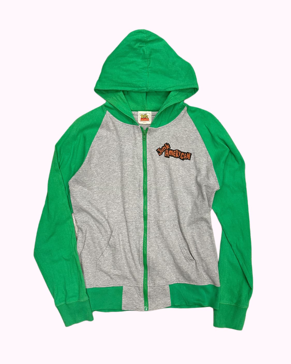 green raglan printing hood zip-up 상품이미지2