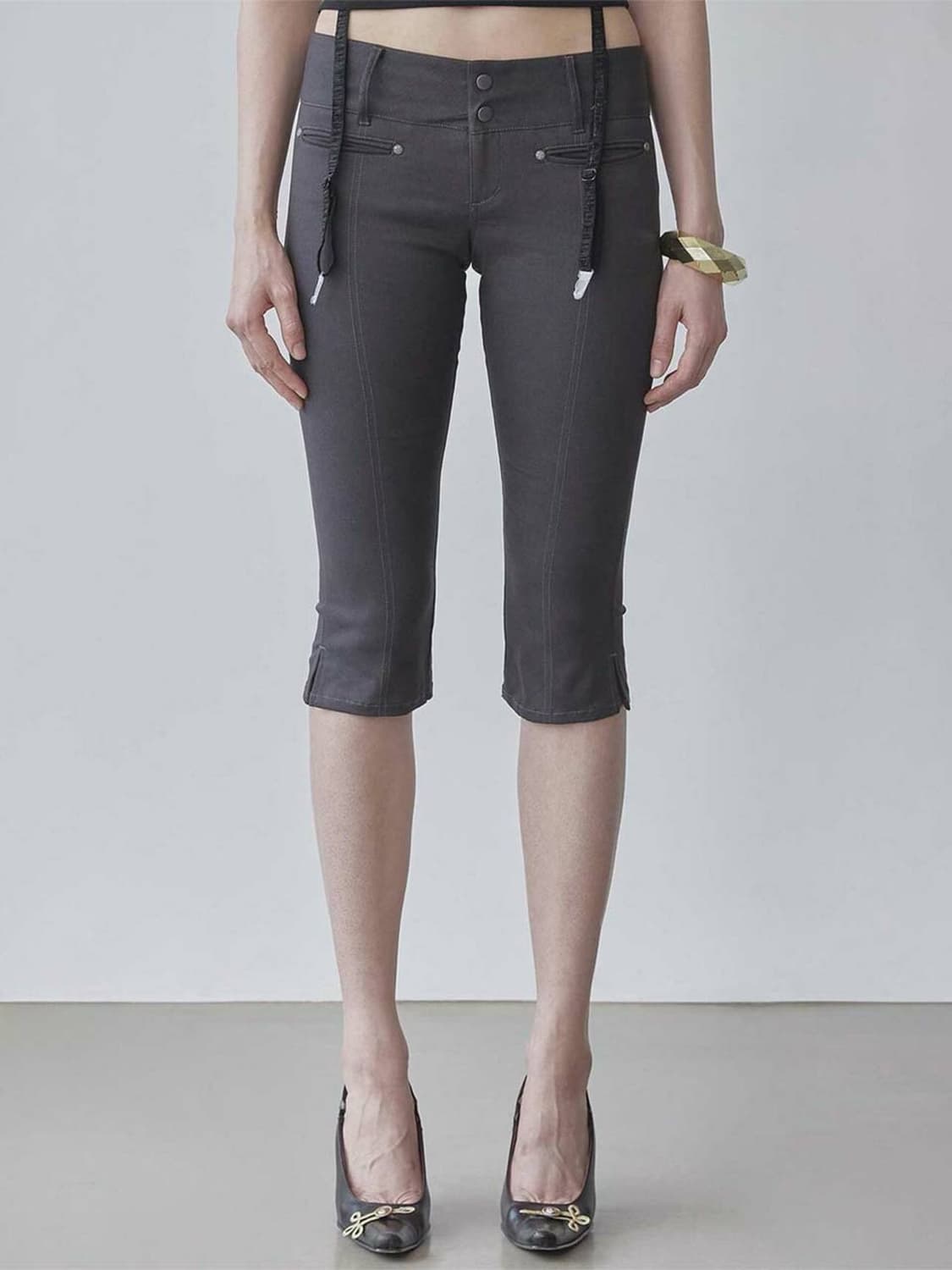 스컬프터 90s cotton capri pants charcoal 상품이미지1