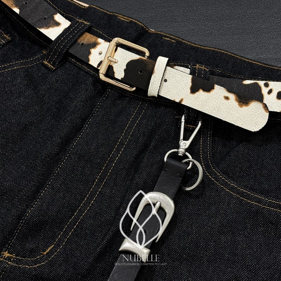 🌗 Leopard engraving belt / 호피 송치털 음각 벨트 상품이미지9
