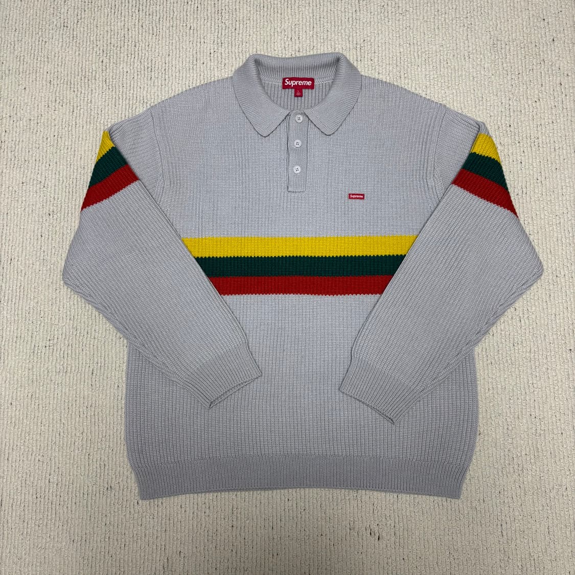 Supreme 슈프림 23fw 스몰 박스 폴로 니트 스웨터 그레이 L 상품이미지1