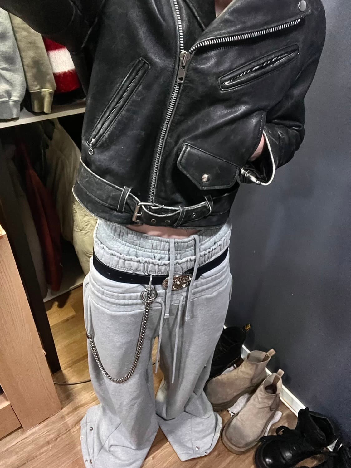 고스트 라이더 자켓 소가죽 에이징워싱 상품이미지3