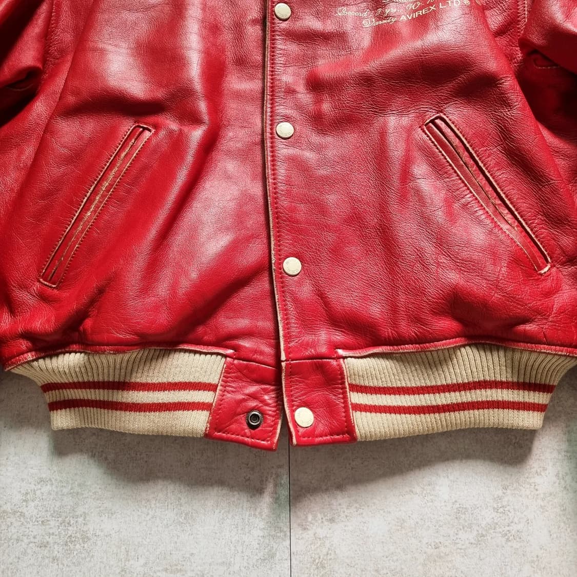 90s 아비렉스 레더 바시티 자켓 S(105) sz 상품이미지5