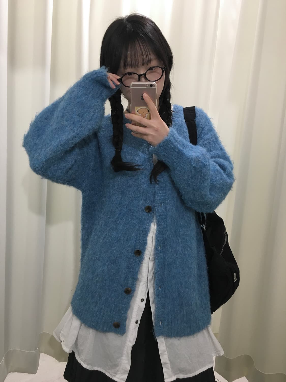 블루 오버핏 부클 가디건 상품이미지7