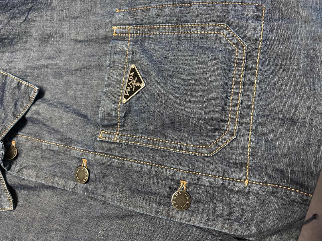 프라다 샴브레이 자켓 (XL) 상품이미지5