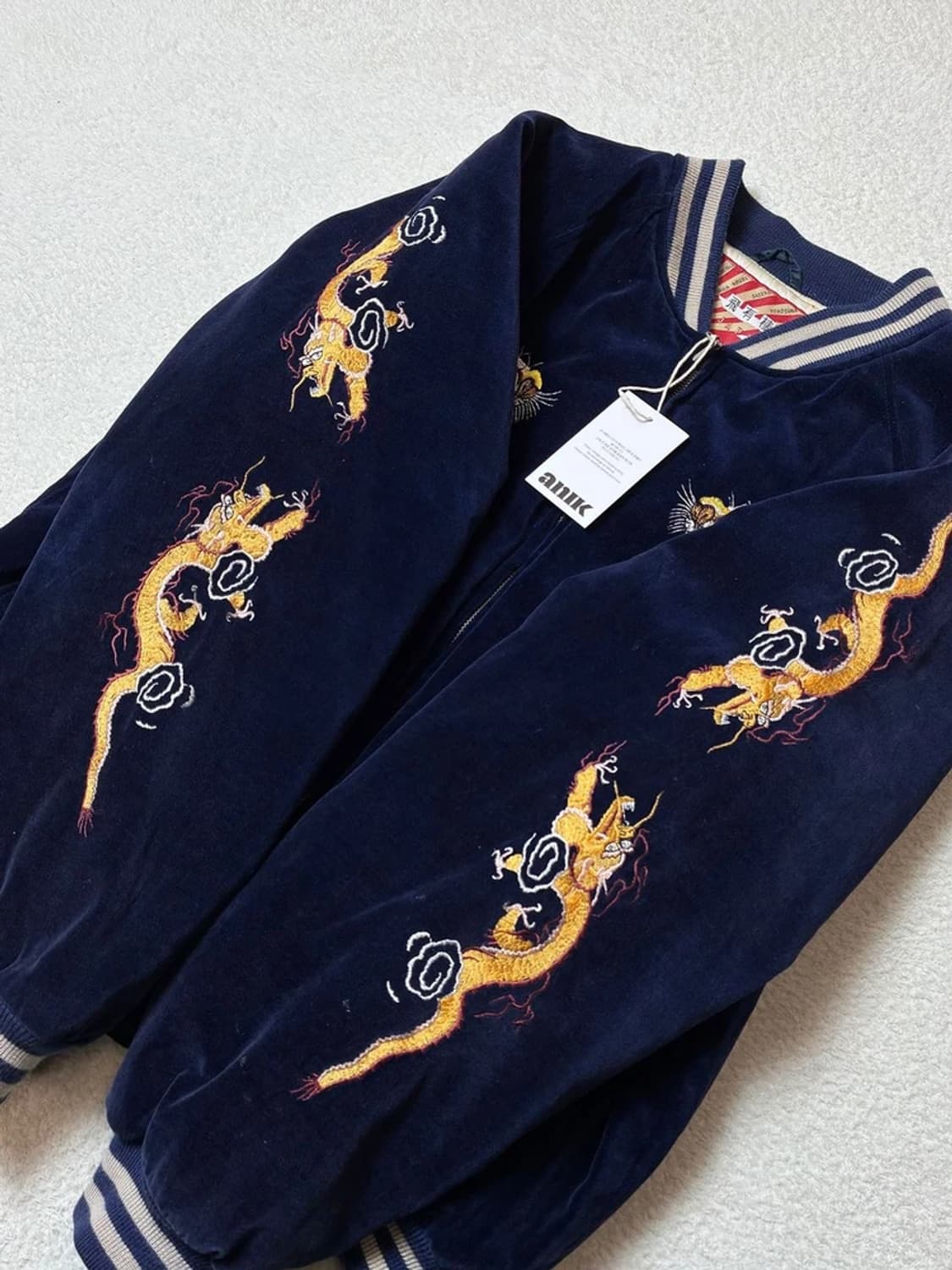 휴스턴 飛有棲屯 00's 벨벳 타이거 자수 스카잔 PN6315 상품이미지9