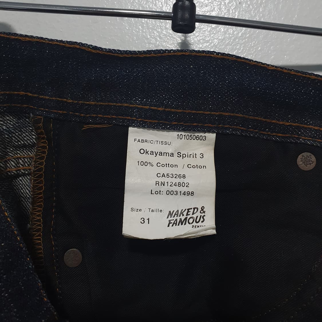 네이키드앤페이머스 네페진 오카야마 스피릿3 생지 데님팬츠 셀비지 31인치 상품이미지6