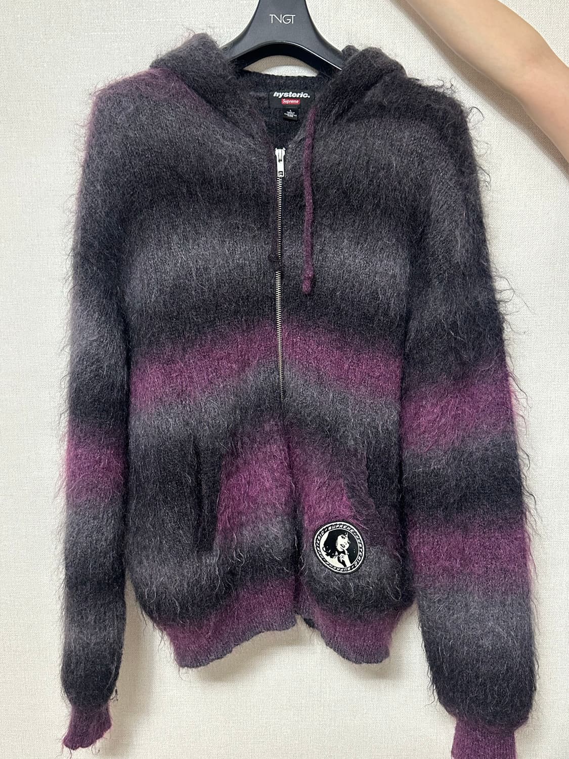 히스테릭글래머 x 슈프림 모헤어 후드집업 L 상품이미지4