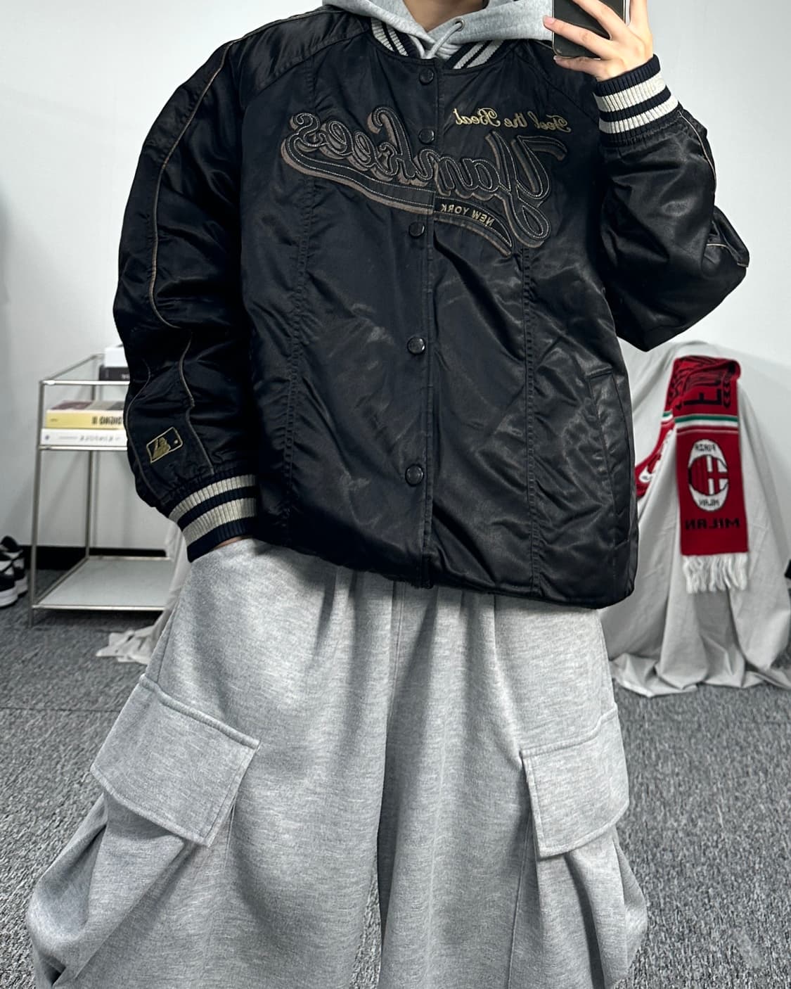 MLB 00s 뉴욕 양키스 빅로고 바시티 자켓 100 상품이미지4