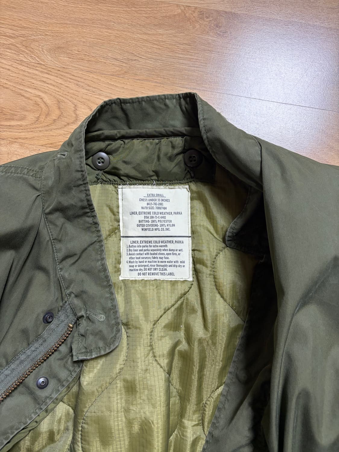 오리지널 미군 m65 개파카 EXTRA SMALL 상품이미지2