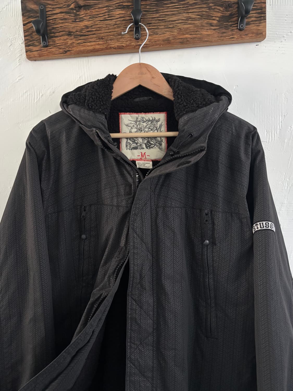 Stussy 올드 스투시 차콜 헤링본 후드 자켓  상품이미지8