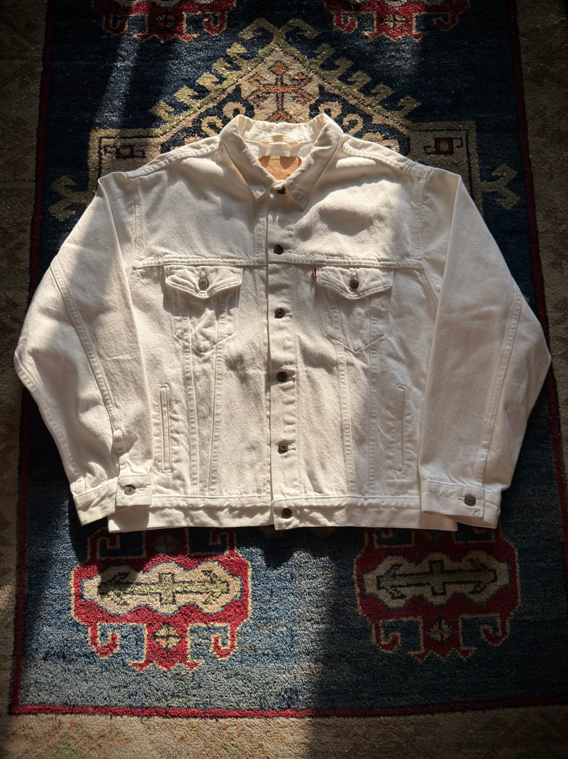 90s USA 리바이스 70507-0251 화이트 코튼트윌 트러커 자켓 상품이미지1