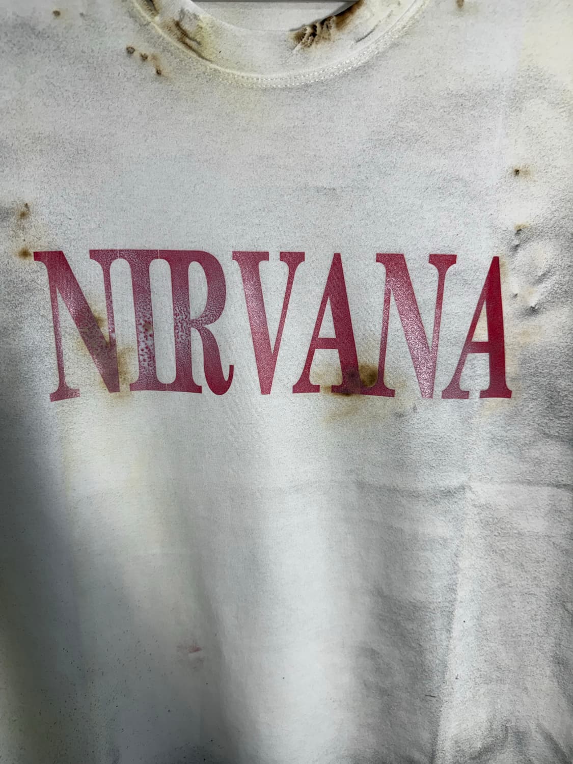 빈티지 너바나 레터링 프린팅 데미지 반팔  상품이미지9