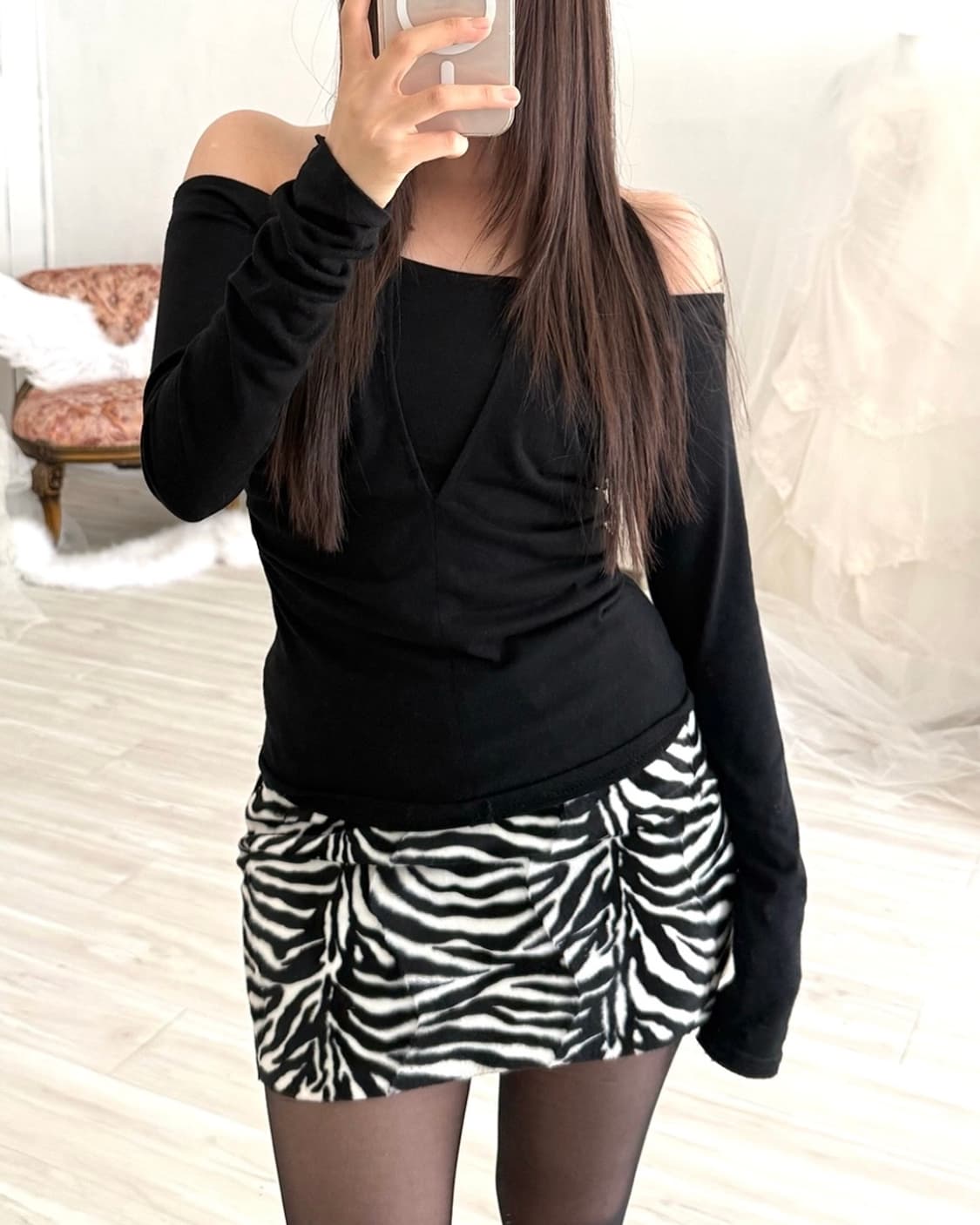 Zebra patterned mini skirt  상품이미지6