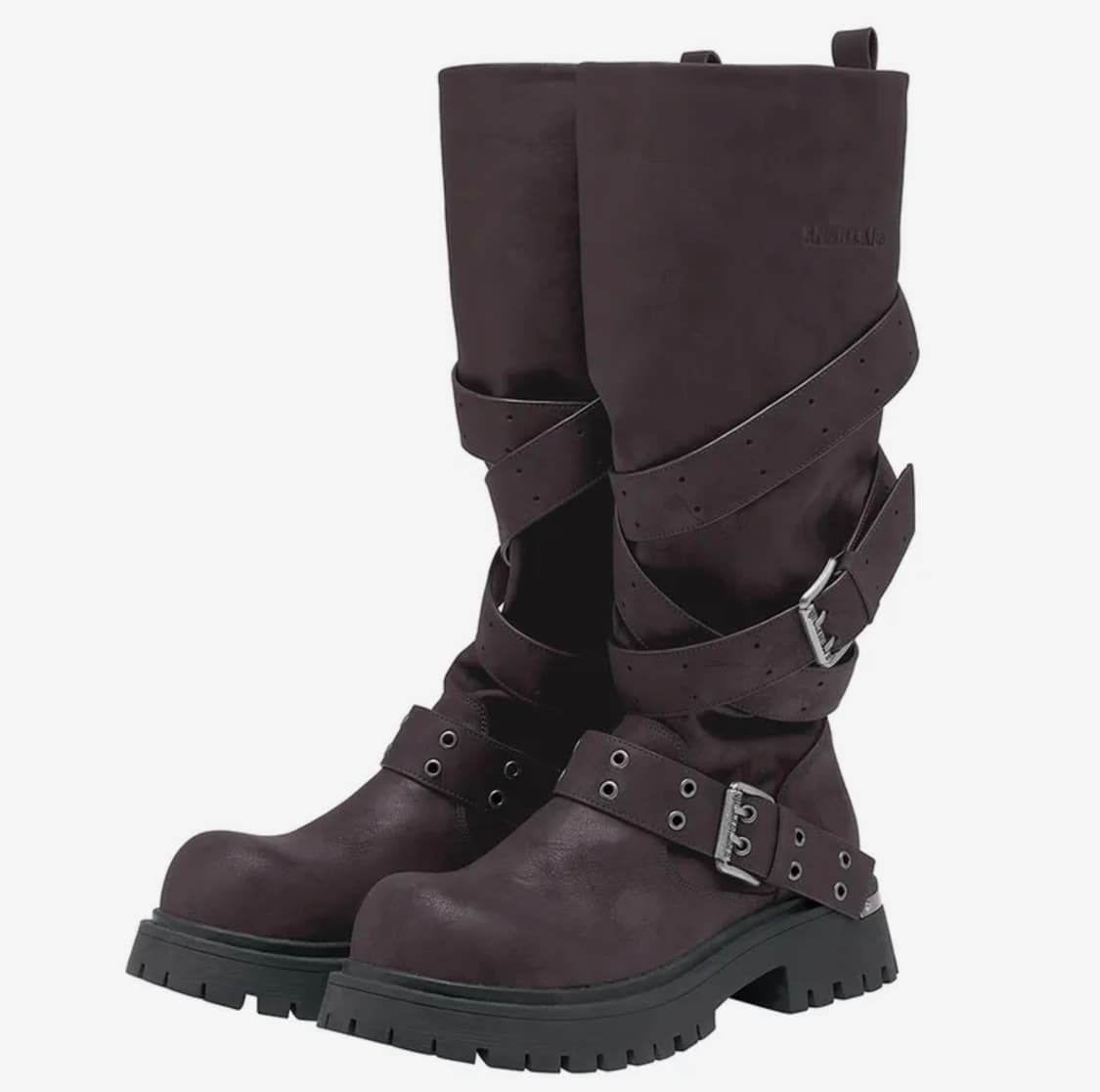 블랙퍼플 러스크 스트랩 슬라우치드 부츠 새상품 250 상품이미지2