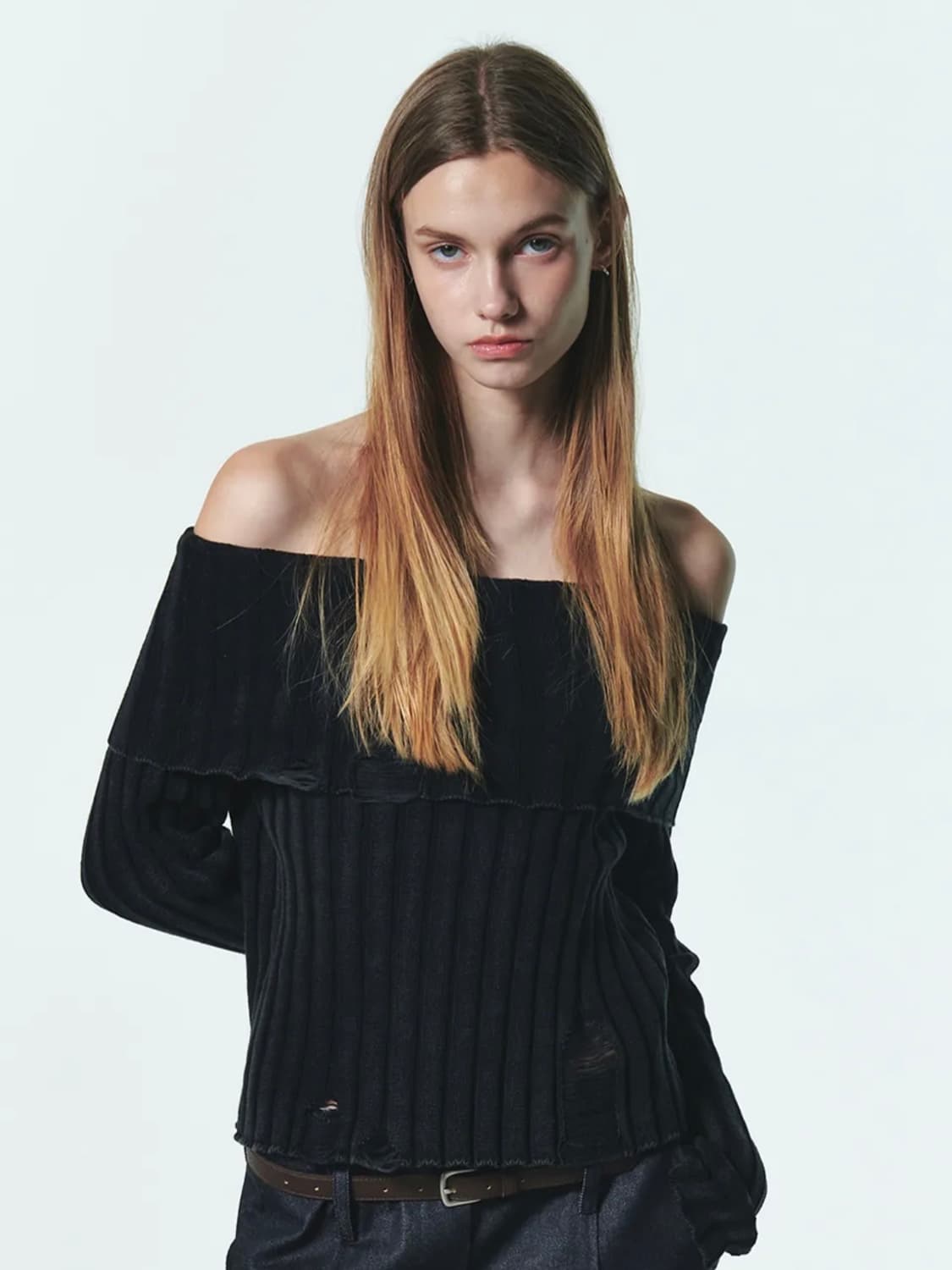 Current커렌트 washing off shoulder knit top 상품이미지1