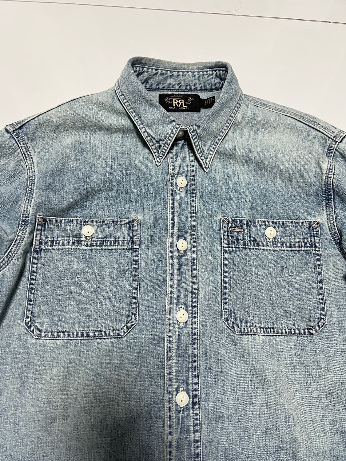 택포15) RRL 더블알엘 인디고 데님 워크셔츠 M 상품이미지2