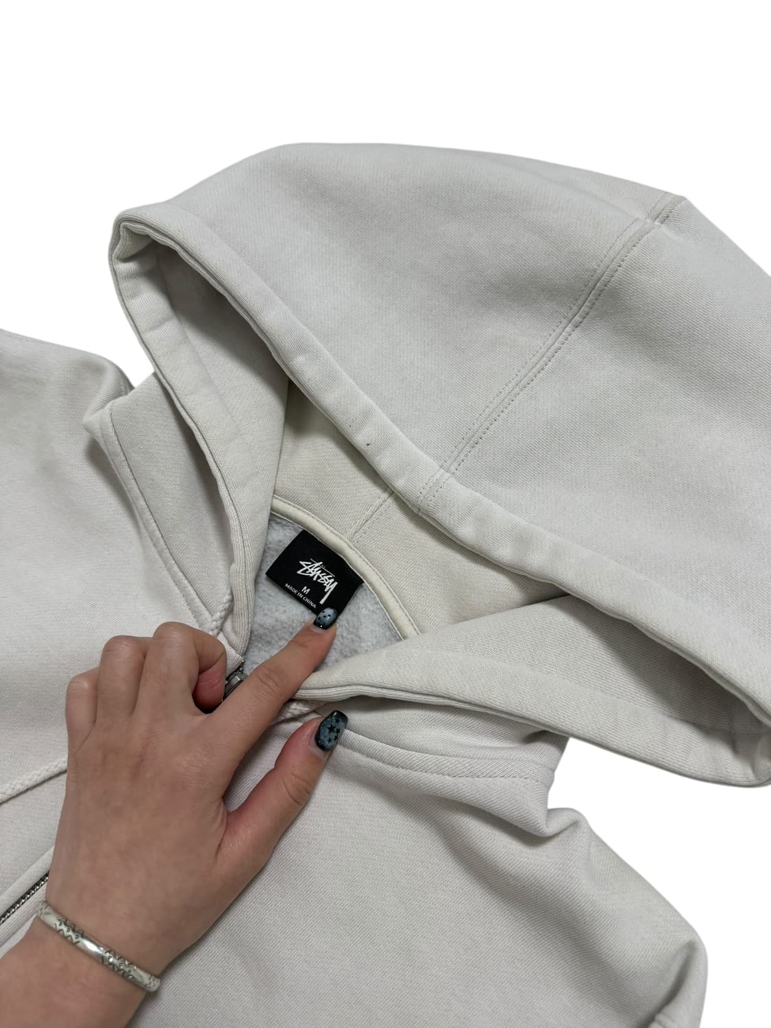 스투시 아이보리 로고 후드집업 상품이미지7