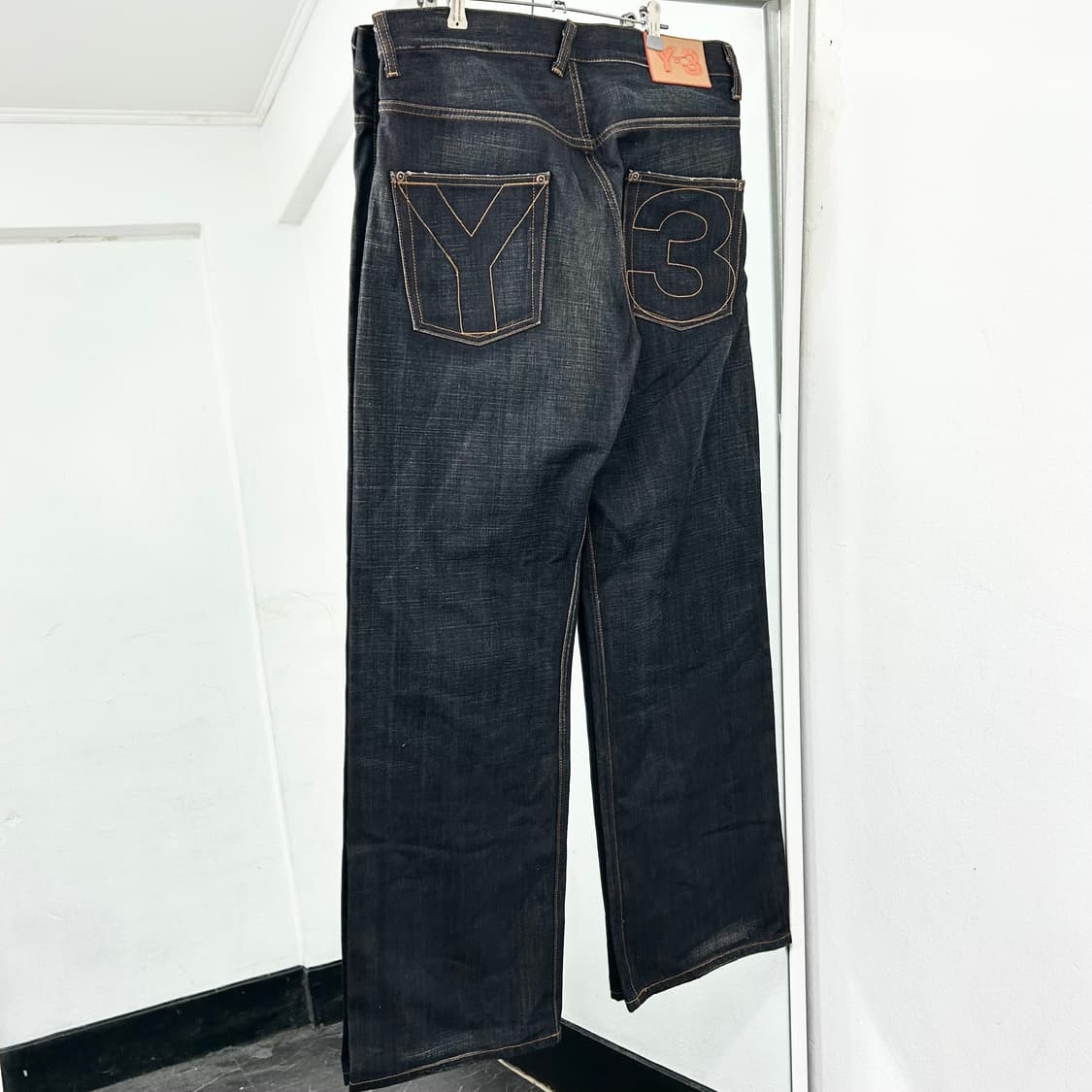 Y-3 요지 야마모토 백로고 와이드 데님 팬츠 상품이미지1