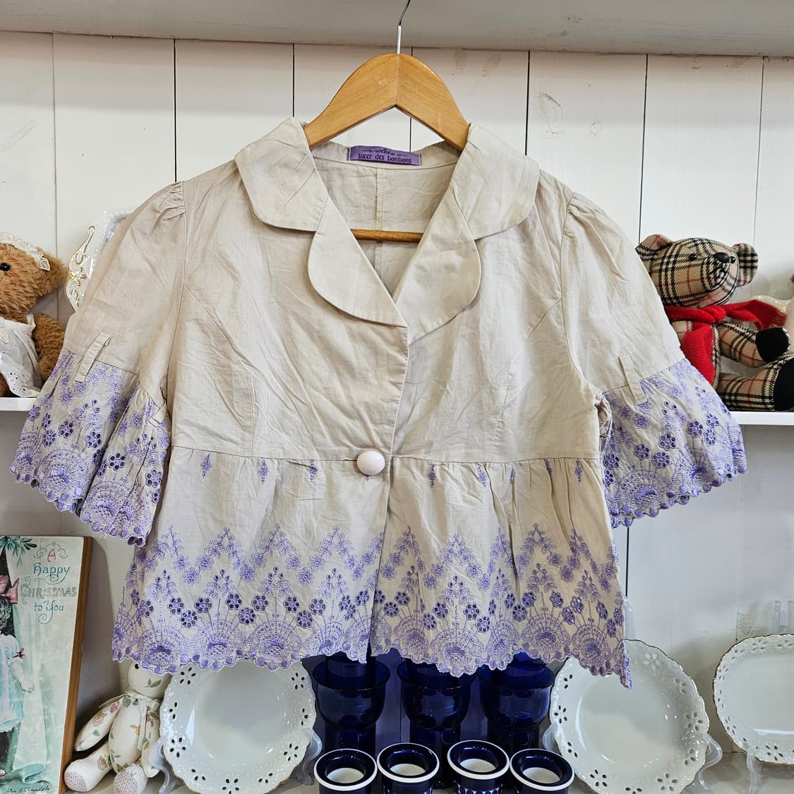 라벤더 자수 코튼 볼레로 상품이미지1