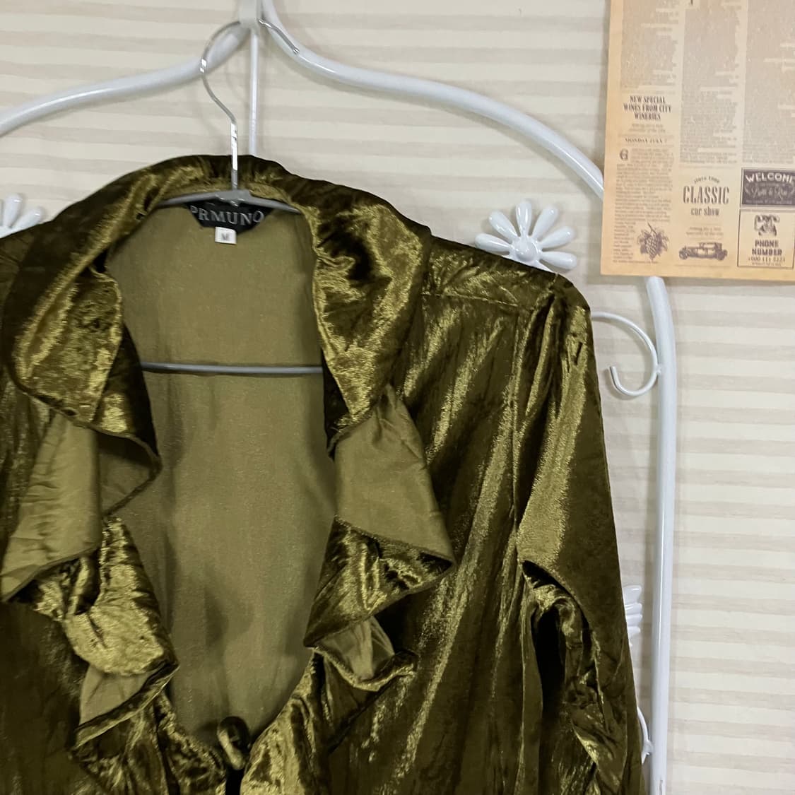 빈티지 카키 벨벳 블라우스 902 y2k 스트릿 모리 갸루 일본빈티지 펑 상품이미지3