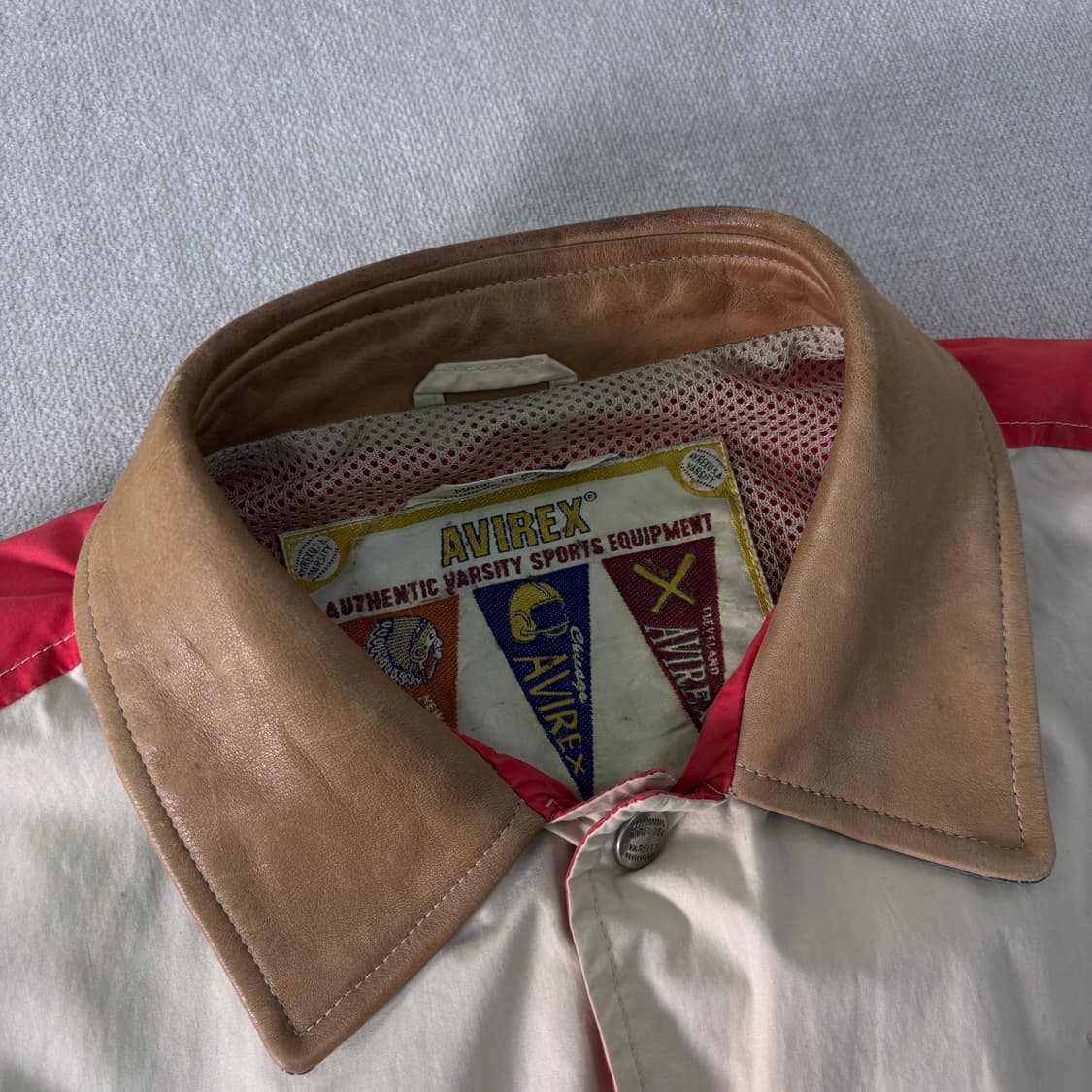 100 80s 아비렉스 가죽카라 코튼 자켓 상품이미지4