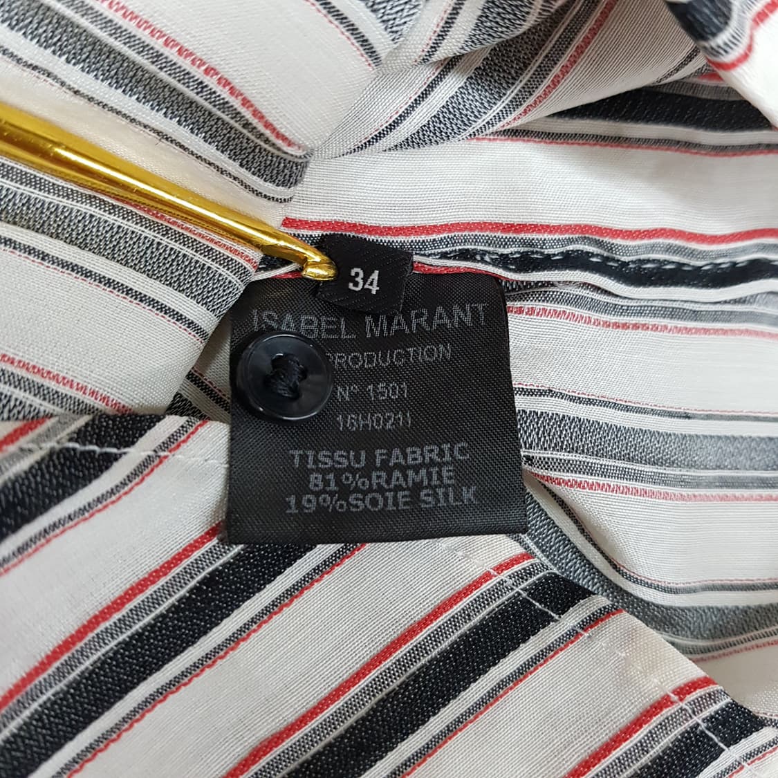 이자벨마랑 스트라이프 리본 타이 블라우스 34사이즈 상품이미지7