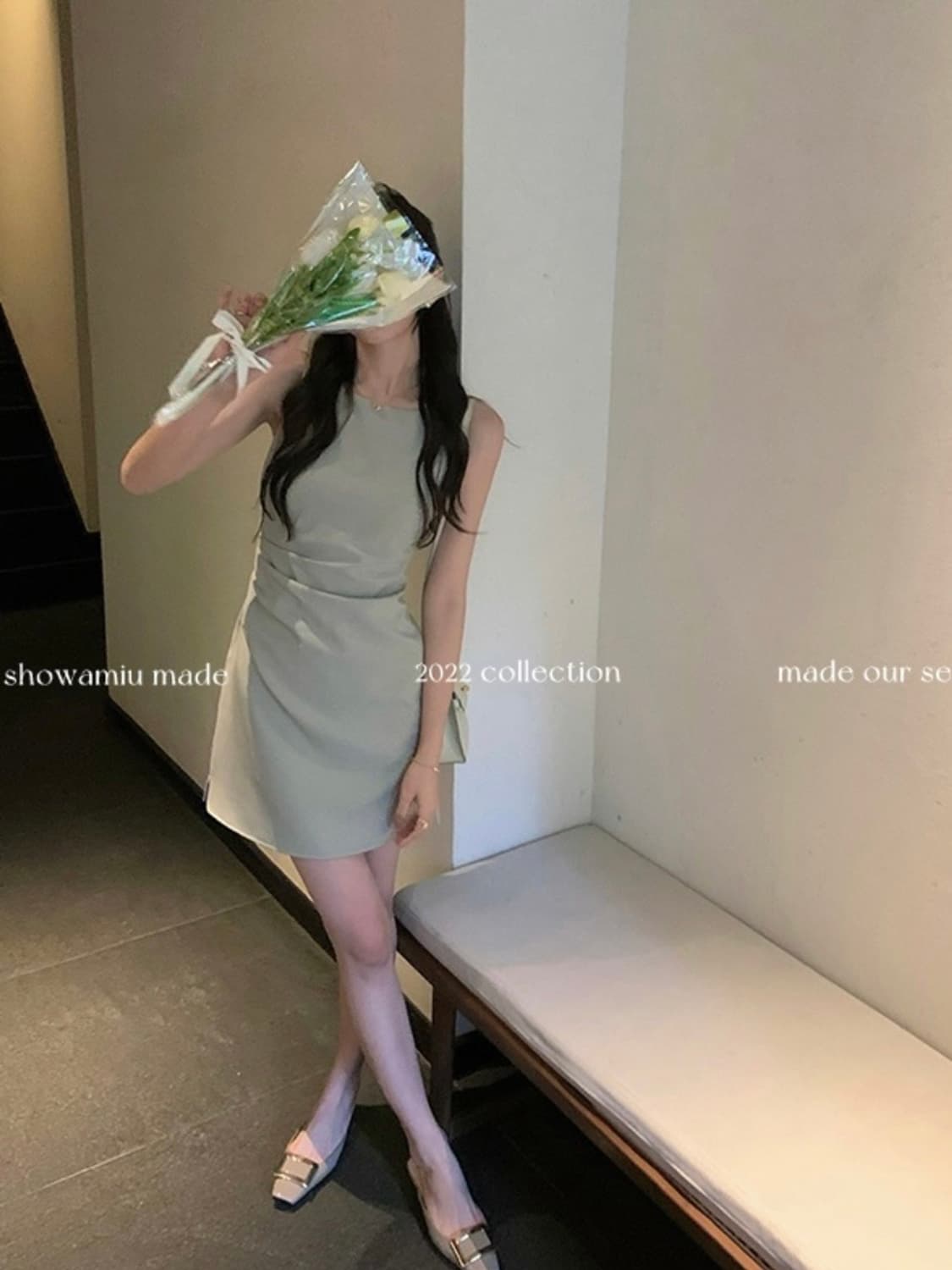 르뚜앙 새틴 미니 원피스 (인디그린) 상품이미지1