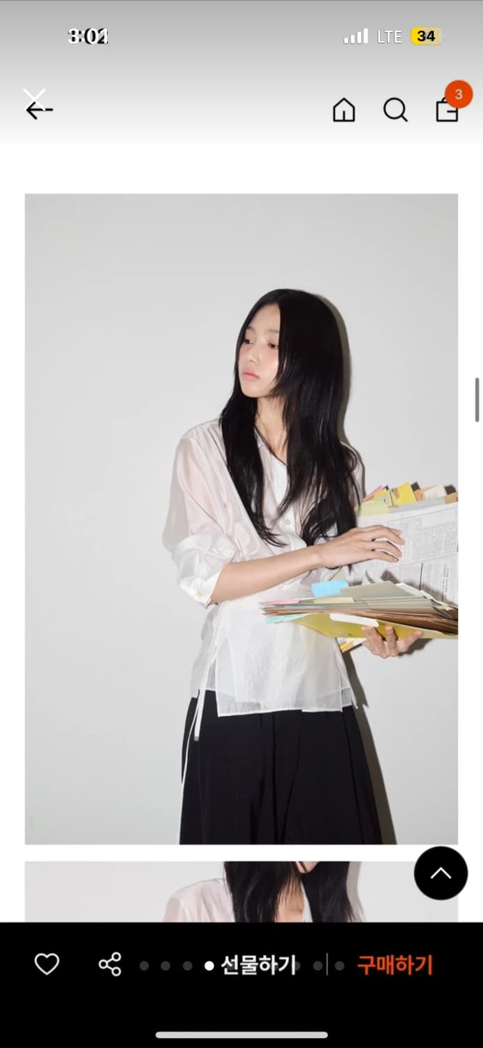 오디에스 화이트 실키 랩 셔츠 상품이미지4